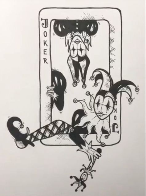 Grunge Symbols Art, Jester Tattoo Jokers, Joker Card Drawing, Joker Card Art, Gothic Drawings Sketches, Clown Drawing Sketch, Joker Card Tattoo, Jester Tattoo, Clown Drawing