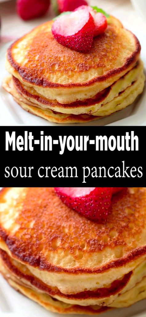 Pioneer Woman Perfect Pancakes, Edna Mae's Sour Cream Pancakes, Sour Cream Breakfast Recipes, Pancakes With Sour Cream, Pancake Recipe With Sour Cream, Sour Cream Pancakes Recipe, Pioneer Woman Pancakes Recipe, Southern Pancake Recipe, Pioneer Woman Breakfast Recipes