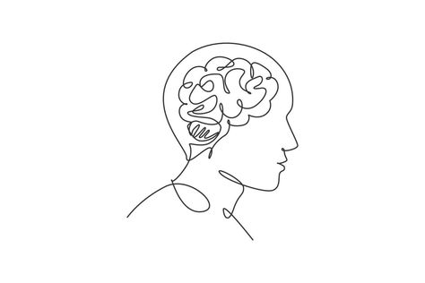 Psychiatry Logo, Psychology Icon, Intelligence Drawing, One Continuous Line Drawing, Luxe Logo, Brain Icon, Logo Creator, Single Line Drawing, Human Head