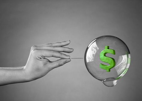 green dollar sign in a clear bubble, with a hand holding a pin about to burst it Forex Trading Basics, Making Ten, Forex System, Toil And Trouble, Bubble Balloons, National Security, Forex Signals, How To Get Rich, Wall Street