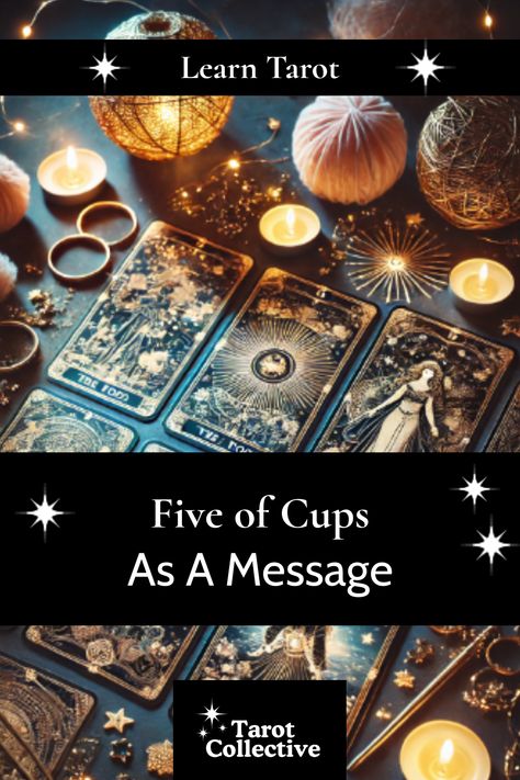 Discover the profound insights behind the Five of Cups as a message in your tarot readings. Unveil the symbolism, emotional significance, and guidance this card offers on your journey to healing and growth at www.tarot-collective.com. Dive deep and transform challenges into opportunities for inner strength and resilience. Five Of Cups Tarot Meaning, Five Of Cups Tarot, Cups Tarot Meaning, Five Of Cups, Learn Tarot, Daily Tarot Reading, Cups Tarot, Swords Tarot, Tarot Meanings