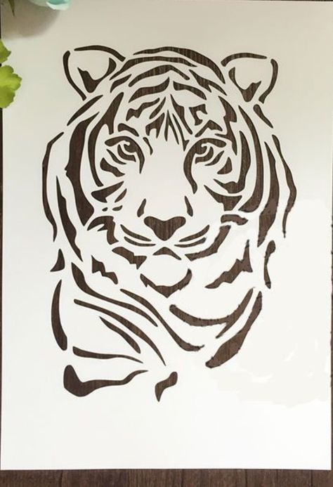 Tiger Stencil, Home Decor Painting, Animal Stencil, Drawing Stencils, Glass Engraving, Wood Burning Patterns, Silhouette Stencil, Tiger Face, Stencil Patterns