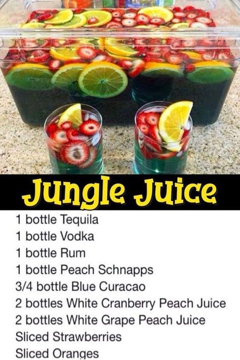 Punch Recipes For A Crowd, Party Drinks Ideas, Jungle Juice Recipe, Easy Party Drinks, Fruit Punch Recipe, Alcoholic Punch Recipes, Recipes For A Crowd, Easy Punch Recipes, Easy Punch