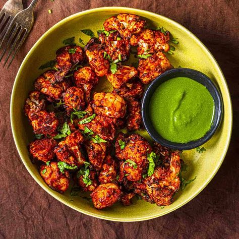 Indian Cauliflower Recipes, Indian Mint Sauce, Indian Cauliflower Rice, Tandoori Cauliflower, Tandoori Sauce, Tandoori Marinade, Tandoori Paste, Manchurian Recipe, Large Air Fryer