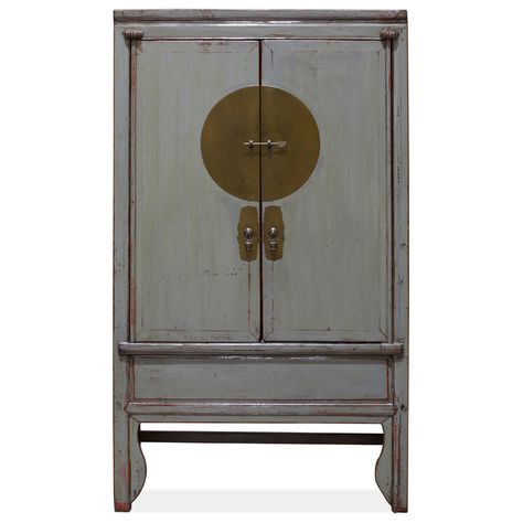 Vintage Elmwood Earl Gray Chinese Wedding Cabinet Vintage Hutch Chinese, Armoire Decor, Wedding Cabinet, Bay Window Living Room, Chinese Cabinet, Asian Furniture, Painted Chair, Inspired Bedroom, China Furniture