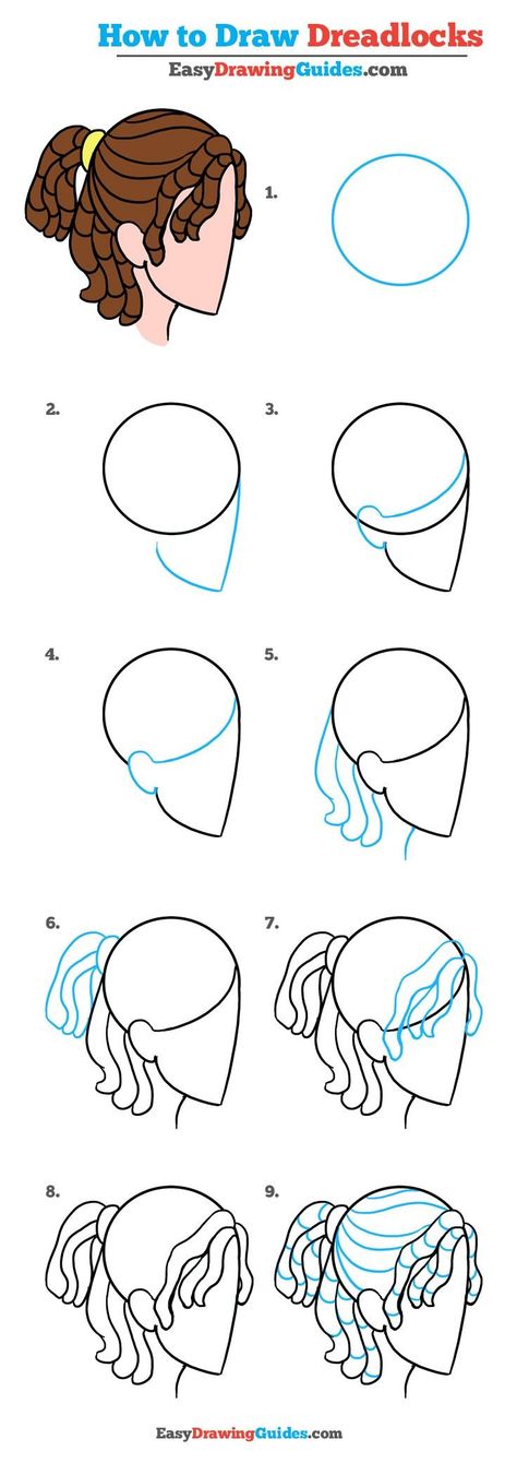 Learn How to Draw Dreadlocks: Really Easy Step-by-Step Drawing Tutorial for Kids and Beginners #dreadlocks #drawing #tutorial See the full tutorial at https://easydrawingguides.com/how-to-draw-dreadlocks-really-easy-drawing-tutorial/ Dreadlocks Drawing, Sketches Reference, Arte Doodle, Drawing Hair Tutorial, Easy Drawing Tutorial, Nose Drawing, Drawing Tutorials For Kids, Lips Drawing, Human Head