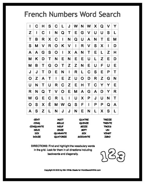 French Learning Games, Games For Learning, French Printable, French Numbers, Digital Word, French Worksheets, Word Search Printables, Free In French, French Vocabulary