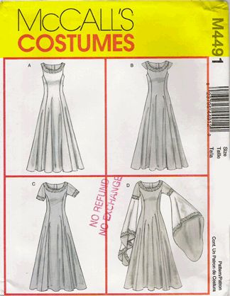 McCall Pattern M4491 Wizard Costume, Ren Faire Costume, King Costume, Medieval Gown, Sleeve Variations, Dress Vest, Lace Bands, Medieval Costume, Costume Patterns