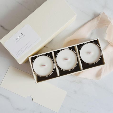 Introducing our new candle trio gift sets! You could even use as a discovery set to sample our scents! These will feature BHF signature scents separated into 4 different categories based on scent. We’ll have woods, garden, tropical and cocktail. And don’t let these cute little jars go to waste, once you’ve finished burning your candle, you can reuse your jars for tea light holders! . Launching June 1st! Tea Light Candles Packaging, Woods Garden, Cake Boxes Packaging, Candle Samples, Garden Tropical, Boxes Packaging, Three Candles, Cake Boxes, Creative Birthday Gifts