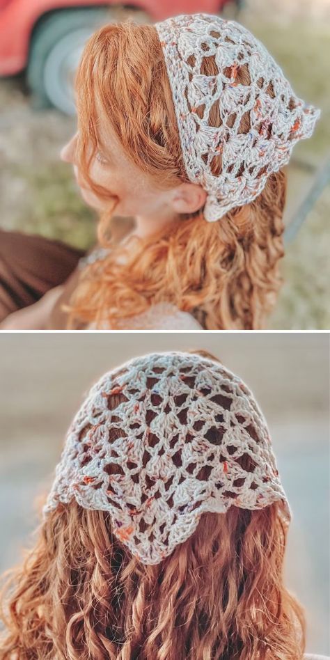 30 Best Free Crochet Bandana Patterns Lacy Crochet Bandana, Crocheted Head Scarf Pattern, Crochet Head Kerchief Free Pattern, Crochet Hair Cover, Crochet Head Covering Pattern, Hair Scarf Crochet, Crochet Beach Accessories, Crochet Kerchief Pattern Free, Crochet Head Scarf Pattern Free