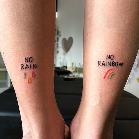 No rain no rainbow #amandatoy @marisemplice Couple Tattoo Heart, Couple Tattoos Love, Romantic Tattoo, Tattoos Infinity, Couple Tattoos Unique, Tattoos Geometric, Bff Tattoos, Matching Couple Tattoos, No Rain