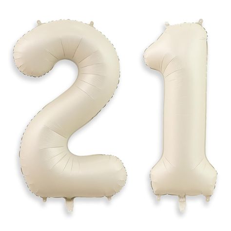 PRICES MAY VARY. 🤍【Number 21 Balloon 】This 40-inch cream balloons number is a great choice for your 21stsst birthday celebrations. It's huge in size , with beautiful color and sturdy foil balloons. Bringing you a happier and unforgettable birthday party! 🤍【High Quality Material】We use durable aluminum film material to ensure the quality and stability of this large cream number balloon for ensure normal use of the entire party. After the party is over, you can deflate it with a straw and save i Men’s Bday Decor, Classy Birthday Decor, Number Balloons Decoration, 30 Birthday Decor, 21 Birthday Balloons, 21st Birthday Ideas Decorations, Classy 21st Birthday, 21st Birthday Party Decorations, Cream Balloons