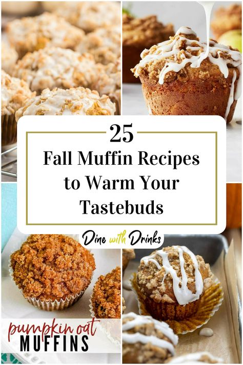 Collage of 4 fall muffin recipes. Best Pumpkin Spice Muffins, The Best Apple Muffins, Bakery Style Cinnamon Muffins, Muffins For Fall, Bake Sale Muffins, Best Fall Muffins, Fall Inspired Muffins, Fall Flavored Muffins, Fall Flavor Muffins