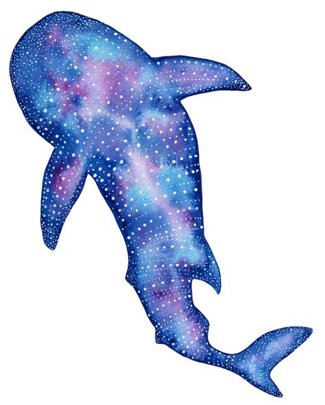 Whale Shark Painting, Galaxy Whale, Shark Watercolor, Whale Fish, Celtic Cross Tattoos, Underwater Painting, Whale Sharks, Watercolor Galaxy, Contemporary Watercolor