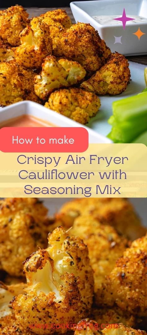 Deep Fried Cauliflower, Air Fryer Cauliflower, Roasted Cauliflower Recipes, Air Fried Food, Air Fryer Oven Recipes, Cauliflower Recipe, Fav Food, Fried Cauliflower, Air Fryer Dinner Recipes