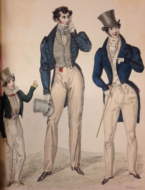 Gentleman’s Magazine of Fashions 19th Century Mens Fashion, Regency Mens Fashion, Early 19th Century Fashion, 19th Century Men, 1820s Fashion, Decades Of Fashion, 19th Century Clothing, Romantic Period, Striped Trousers