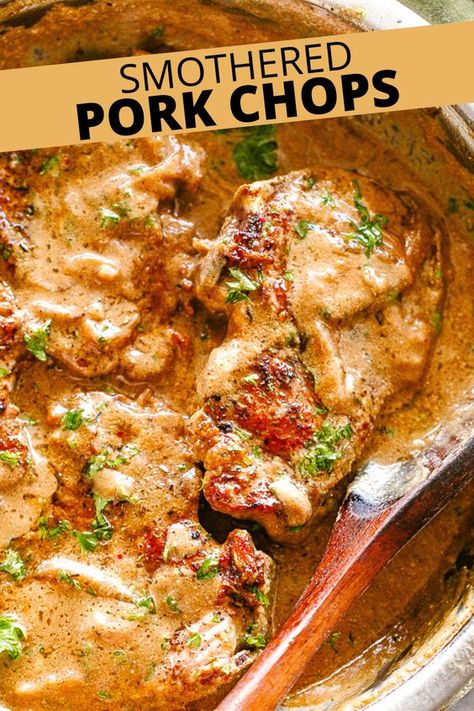 Smothered Pork Chops Recipe, Boneless Pork Chop Recipes, Smothered Pork, Seared Pork Chops, Easy Pork Chops, Flavorful Dinner, Easy Pork Chop Recipes, Pork Chop Recipes Baked, Pork Chop Dinner