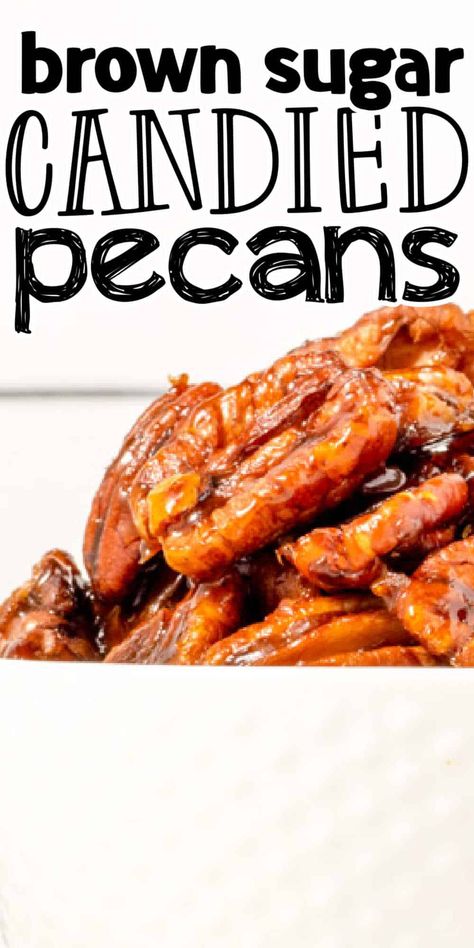 This Brown Sugar Candied Pecans Recipe is a delicious, sweet, and savory snack that will make you go nuts. With just 3 ingredients needed this candied nuts recipe is perfect for snacking, desserts, and on top of salads! Candied Pecans Brown Sugar, Snacking Desserts, Candied Pecans Easy, Candied Nuts Recipe, Pecan Recipes Easy, Microwave Sweet Potato, Candied Pecans Recipe, Best Pancake Recipe, Cake Recipes Easy Homemade