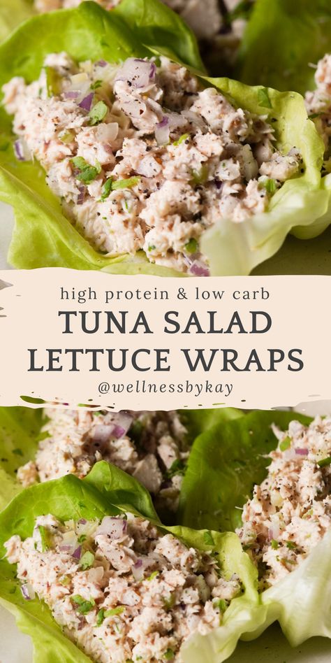 Tuna Salad Lettuce Wraps, Tuna Wraps Recipes, Tuna Salad Lettuce, Tuna Lunch, Low Carb Tuna Salad, Tuna Lettuce Wraps, Easy Lettuce Wraps, High Protein Lunch, Wraps Recipes Healthy