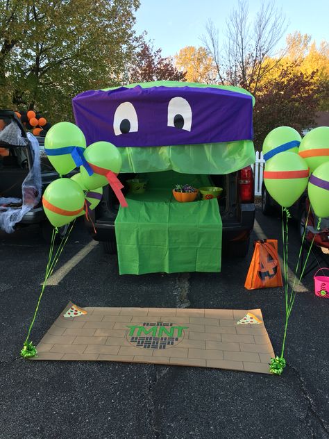 Ninja Turtle trunk or treat Ninja Turtles Trunk Or Treat, Ninja Turtle Trunk Or Treat, Ninja Turtle Theme, Trunker Treat Ideas, Trunk Or Treat Ideas, Ninja Turtles Birthday Party, Preschool Crafts Fall, Ninja Turtle Birthday, Turtle Birthday