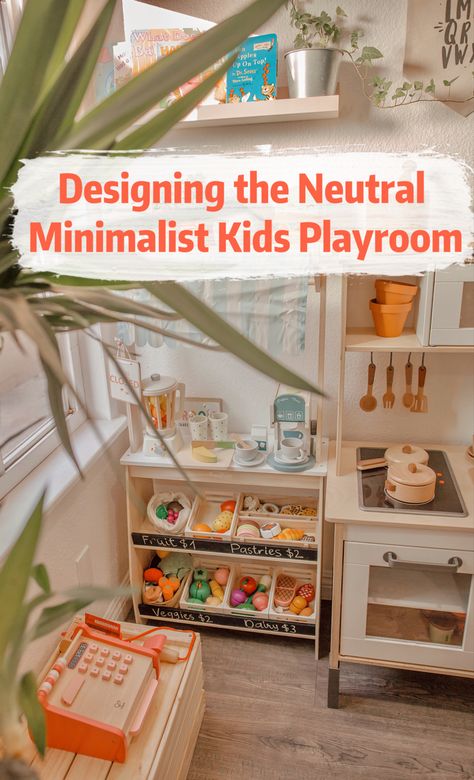 Montessori Playroom Furniture, Tiny Play Area, Monissory Playroom, Playroom And Homeschool Room, Kids Pretend Play Area, Montessori Playroom Small Space, Minimalist Homeschool Room, Tiny Playroom, Playroom Homeschool Room