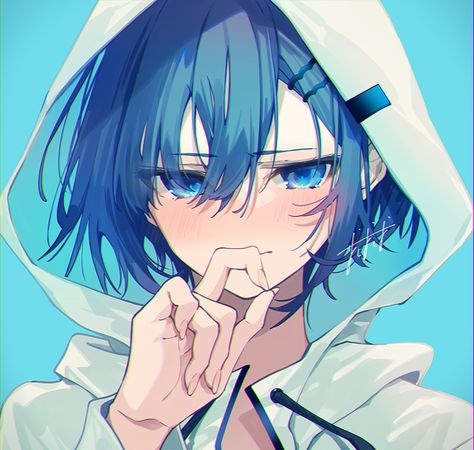 Blue Icons Anime, Avatar Photo, Visual Prison, Anime Blue Hair, Shy Girl, Pp Anime, Anime Illustration, Shy Girls, Boys Wallpaper