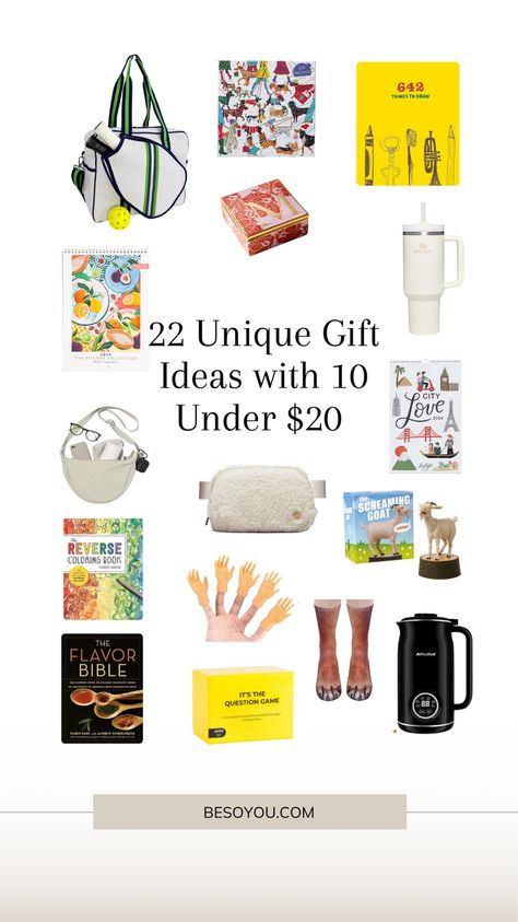 Discover 22 carefully curated and unique gift ideas for adults, with 10 presents under $20. Best Gifts For Adult Daughter, Unique Gift Ideas For Him, Gifts For $25, Unisex Gifts Under $20, Gift Ideas Under $10, Gifts Under 50 For Her, Gifts Under $10, Experience Gifts For Adults, Unisex Gift Ideas For Adults