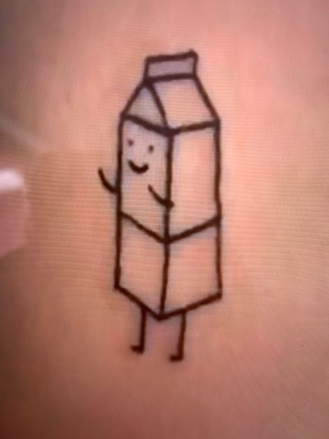 Funny Stick And Poke Tattoo, Small Silly Tattoos, Small Thigh Tattoos, Random Doodles, Milk Man, Man Tattoo, Grunge Tattoo, Stick N Poke, Stick N Poke Tattoo