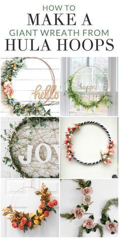 Get inspired with these 12 hula hoop wreaths - all made from simple and inexpensive craft supplies to decorate your home all year round! Spring Creative Ideas, Creative Ideas For Decoration, Diy Wedding Decorations Uk, Hula Hoop Diy Projects, Flower Hoop Diy, Diy Large Wreath, Hoop Wreath Ideas, Hula Hoop Wreath, Giant Wreath