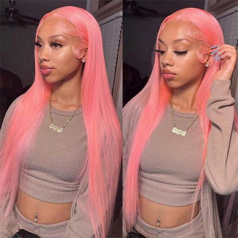 Pink Colored Straight 13x4 Transparent Lace Front Human Hair Wigs 30 Inch Brazilian Remy 13x6 Lace Frontal Wig For Women 180% Ash Pink, Curly Bob Wigs, Pink Wig, 100 Human Hair Wigs, Red Wigs, Hair Color Pink, Colored Wigs, Headband Wigs, Lace Hair