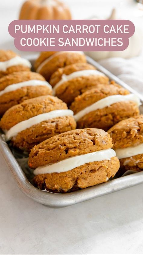 Pumpkin Carrot Cake, Pumpkin Cake Mix Cookies, Carrot Cake Cookie, Carrot Cake Sandwich Cookies, Recipe Keeper, Short Bread, Bread Cookies, Cookie Sandwiches, Carrot Cake Cookies