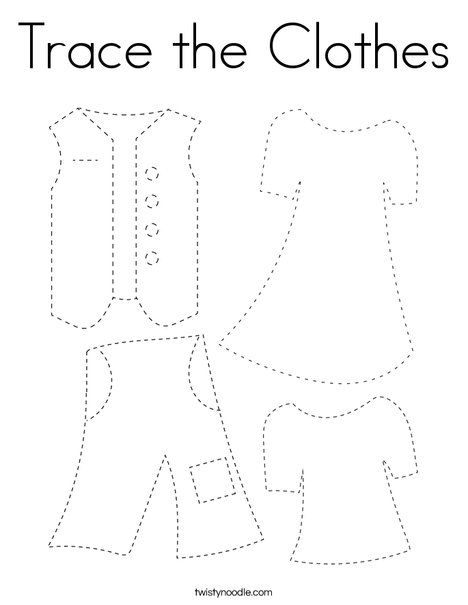 Trace the Clothes Coloring Page - Twisty Noodle Cloth Theme Preschool, Clothing Art For Preschool, Clothes Preschool Theme, Clothes Art Preschool, Clothes For Preschool Activities, Clothes Worksheets For Preschool, Clothes Activity For Preschool, Clothing Curriculum Preschool, Preschool Clothes Activities