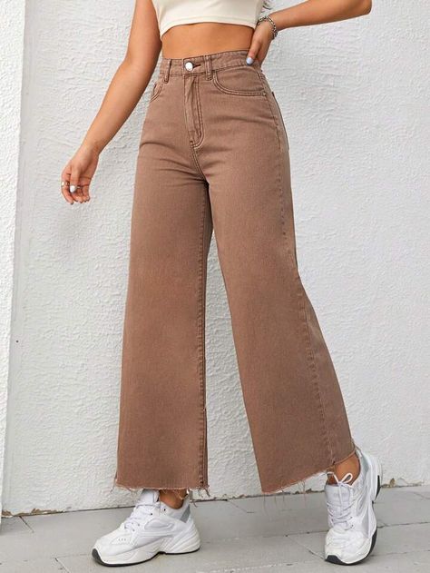 Brown Wide Leg Jeans, Light Brown Jeans, Brown Denim Jeans, Work Formal, Butterfly Blouse, Coachella Dress, Jeans Online, Women Denim Jeans, Drawstring Hoodie