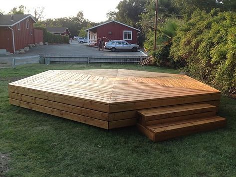 Wood Stage by Shaun Wallace - Gopherwood Design / Build at Ojai Rancho Inn, Ojai Wood Stage Design, Outdoor Stage Ideas, Outdoor Concert Stage Design, Yoga Deck Outdoor, Outdoor Stage Design, Outside Stage, Outdoor Theater Ideas, Backyard Stage, Backyard Concert