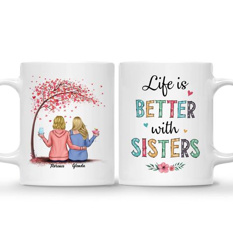 PRICES MAY VARY. Touching Gift for Siter, Female Friend: our personalized coffee mug will give your BFF, sister, unbiological sister a big hug. The personal touches printed on it symbolize an unbreakable connection. Add Your Personal Touches: you can customize female avatars, names, quotes which are printed on the custom friendship mug gift. Ready make the best personalized gifts for female friends, sisters... Long-lasting Mug Gifts: this personalized women best friend/ sister coffee mug is made Christmas Gifts For Best Friend, Sister Christmas Gifts, Best Personalized Gifts, Sister Mug, Soul Sisters Gifts, Sisters Love, Unbiological Sister, Gifts For Female Friends, Best Friends Sister