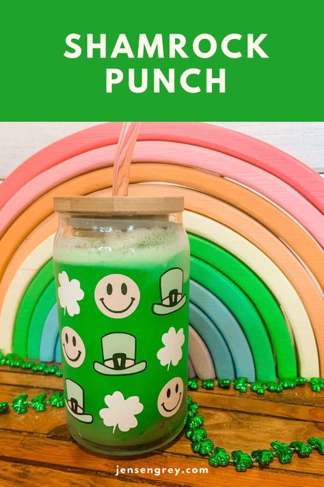 St. Patrick’s Day Drink: Shamrock Punch | Grey Skies & Rainbow Highs Shamrock Punch, Timeout Corner, Easy Drinks To Make, St Patricks Day Drinks, Bug Juice, Lime Sherbet, Drinks Smoothies, Hot Cocoa Recipe, Mixed Drinks Alcohol