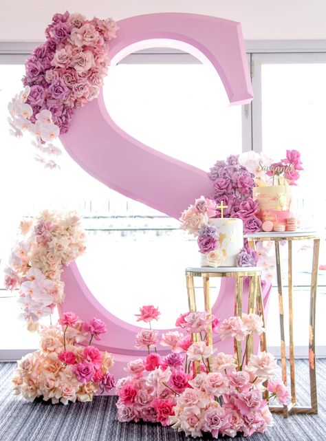 Stylish Pink Christening Decor by Sass Events - Perfete Christening Ideas Girl, Girl Christening Decorations, Christening Decorations, Christening Party, Cake Table Decorations, Baby Dedication, Girl Christening