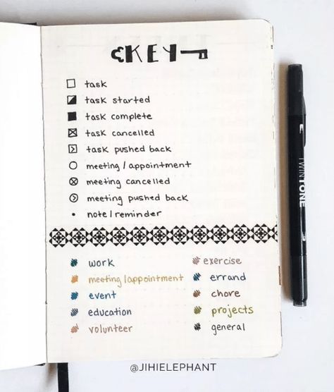 Bullet Journal Key: 20 Classic & Simple Designs - Simple Life of a Lady Journal First Page Ideas, First Page Ideas, Journal First Page, Bullet Journal Tools, Bullet Journal Daily, Bullet Journal Collections, Simple Bullet Journal, Bullet Journal Page Ideas, Journal Key