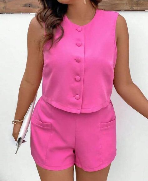 Short And Top Set Two Pieces, Two Pieces Trouser And Top, Pink 2 Piece Outfit, Fancy Pants Outfit, Sleeveless Tops For Women Casual, Jacket And Shorts, Breastfeeding Dress, 2piece Outfits, Chic Dress Classy