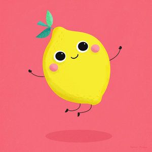 Happy-Lemon-Illustration-by-Rachael-McLean Lemon Cute Drawing, Cute Lemon Drawing, Lemon Character, Kawaii Lemon, Lemon Illustration, Lemon Drawing, Lemon Crafts, Frog Illustration, Bff Drawings