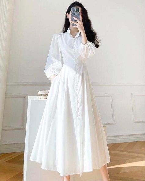 Girls Dress Outfits, French Dress, Modest Dresses Casual, Trendy Dress Outfits, Korean Fashion Dress, Muslimah Fashion Outfits, Stylish Dresses For Girls, White Polo, Fashion Attire