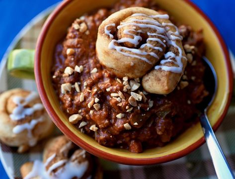 Peanut Butter Chili, Mole Chili, Mini Cinnamon Rolls, Best Chili, Ancho Chili Powder, Canned Green Chilies, Frozen Bread Dough, Best Chili Recipe, Organic Peanut Butter