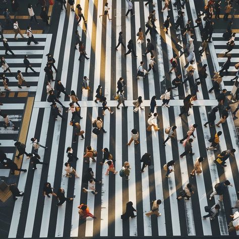 Bustling Pedestrian Crossing: An overhead view captures the dynamic flow of people crossing the street in a bustling city. #city #pedestrians #crossing #busy #overhead #urban #pattern #people #aiart #aiphoto #stockcake https://ayr.app/l/a3TV Urban Pattern, Crossing The Street, Pedestrian Crossing, Bustling City, Photography, Pattern