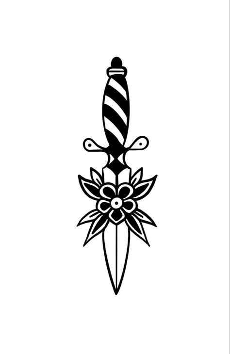 Pen Knife Tattoo, American Traditional Tattoos Knife, Traditional Knife Tattoo Design, Knife Tattoo Traditional, Old School Knife Tattoo, Small American Traditional Tattoo Flash, American Traditional Knife, Traditional Dagger Tattoo Design, Traditional Knife Tattoo