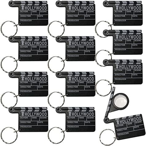 Amazon.com: ArtCreativity Hollywood Clapboard Keychains, Set of 12, Lift Clapper to Reveal Magnifying Glass, Accessories for Keys, Backpack, or Pocket Book, Birthday Party Favors, Carnival Party Favors for Kids : Toys & Games Old Hollywood Party Favors, Old Hollywood Wedding Favors, Hollywood Quince, Hollywood Party Favors, Prom Party Favors, Old Hollywood Prom, Book Birthday Party, Hollywood Prom, Carnival Party Favors