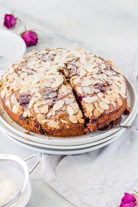 Cherry And Almond Cake, Almond Cake Recipe, Vegan Cupcakes, Afternoon Coffee, Cherry Cake, Cherry Almond, Gluten Free Treats, Almond Cakes, Sweet Cherries