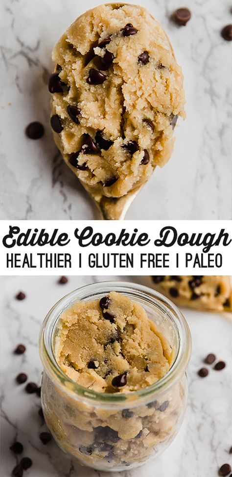 This edible cookie dough is the perfect no-cook snack! It's totally gluten-free, dairy-free, and paleo-friendly. Resep Vegan, Unbound Wellness, Paleo Chocolate Chip Cookies, Dessert Sans Gluten, Paleo Recipes Dessert, Paleo Baking, Paleo Sweets, Edible Cookies, Low Carb Dessert