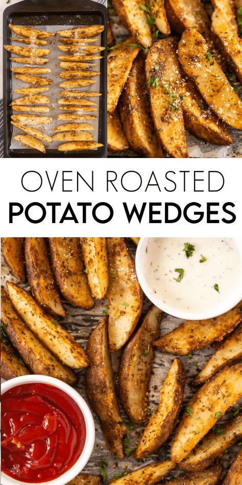 Oven Roasted Potato Wedges, Homemade Potato Wedges, Roasted Potato Wedges, Potato Side Dish, Potato Wedges Recipe, Potatoes In Oven, Wedges Recipe, Roasted Potato, Oven Roasted Potatoes