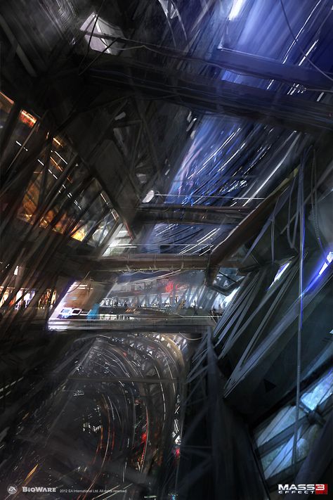 Mass Effect Universe, Mass Effect Art, Mass Effect 3, Sci Fi City, Sci Fi Environment, Futuristic City, Science Fiction Art, Matte Painting, Future City