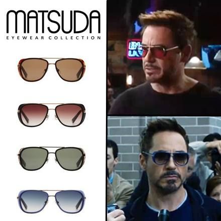 Matsuda Sunglasses M3023 worn by Tony Stark in Iron Man 3. Available in 4 different colors and two different sizes.  #tonystark #ironman #matsuda #robertdowneyjr Tony Stark Glasses, Matsuda Sunglasses, Tony Stark Sunglasses, Sunglasses Ideas, Mens Glasses Fashion, Sunglasses Design, Iron Man 3, Ray Ban Aviator, Marvel Iron Man